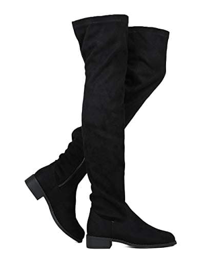 Women's Thigh High Flat Boots Stretchy Pull on Casual Boots by (TM)
