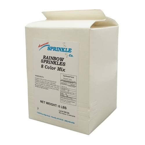 American Sprinkle 8 Color Rainbow Sprinkles, 6 Pound -- 4 per case.