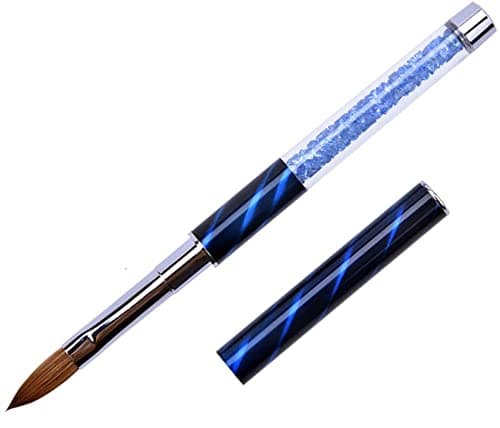 Ycyan 1Pcs Kolinsky Acrylic Nail Art Brush Size 12 Blue Rhinestone Handle Nail Tools