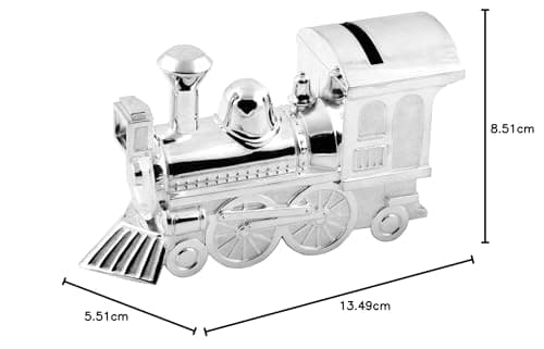 Christening Gifts. Boys Girls. Silver Train Money Box 6289