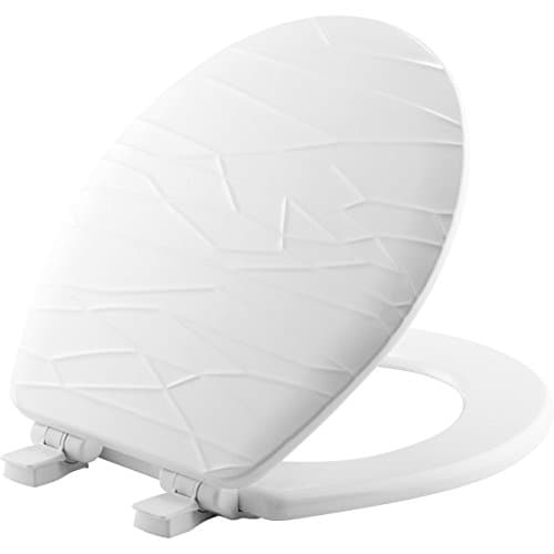 MAYFAIR 37SLOW 000 Sculptured Modern Geometric Toilet Seat will Slow Close and Never Loosen, ROUND, Durable Enameled Wood, White