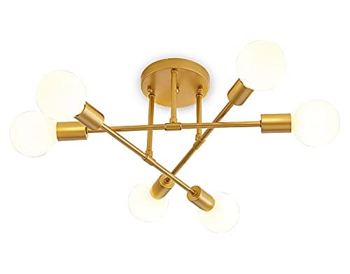 Surpars House Sputnik Chandelier Mid-Century Ceiling Light 6 Lights,Gold