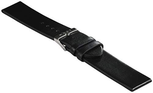 MAST MILANO20mm Mens Leather Watch Strap with Silver Buckle, Black, Strap