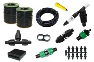 Drip Tape (15 mil) Irrigation Kit for Vegetable Gardens | Two 750 ft. Rolls | Fittings for 20 Rows