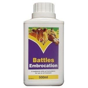 Battles Embrocation Oil - The finest traditional white oil embrocation for use on all livestock & horses (Choose 250ml or 500ml)