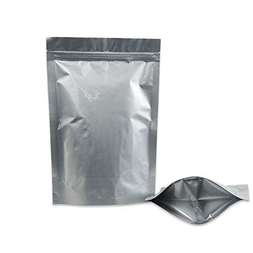 3.9x5.9 inch 100 Pcs Doypack Heat Seal Pure Aluminum Foil Package Bag for Coffee Candy Snack Food Grade Storage Bags Stand Up Smell Proof Mylar Bags
