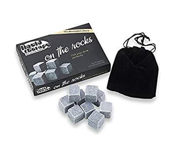 Liquid Therapy On the Rocks NATURAL WHISKEY STONES Preserve the Taste of Your Favorite Beverage-Soapstone Chilling Stones - Set of 9 (1 set) included a velvet Carry Case Storage Bag and gift box