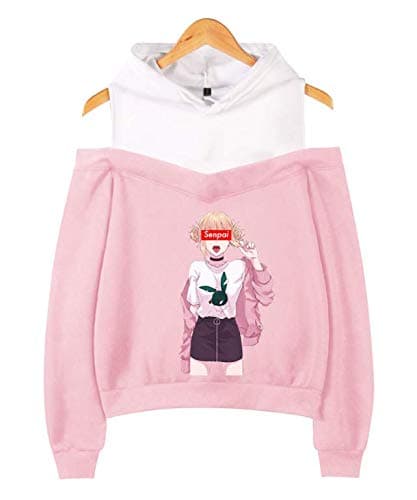 Senpai anime girls fashion printed Women Casual Long Sleeve Off Shoulder Hoodie Hooded Sweatshirt