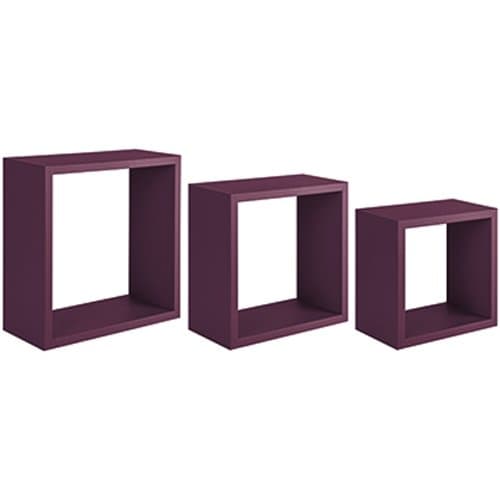 SANITEC Nightmare Wall Shelves, Wood, Aubergine Purple, 15.5 x 35 x 35 cm