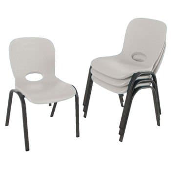 Kids Stacking Chair 4pk - Almond Storage Work Warehouse School Class Daycare