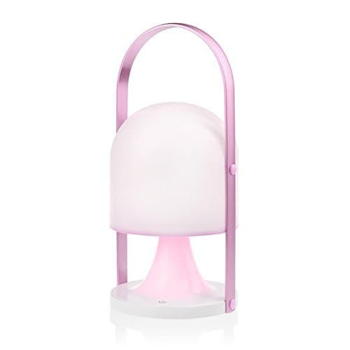 Nightlight portable desk lamp charging Nordic simple LED smart touch switch third gear dimming outdoor lighting waterproof soft-light energy-saving 360 degree twist light pole (Color : Pink)