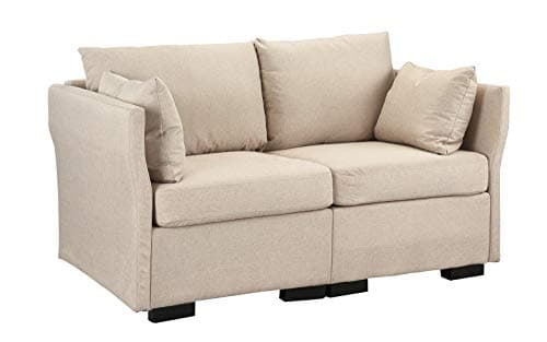 Upholstered 59" inch Loveseat Sofa (Beige)