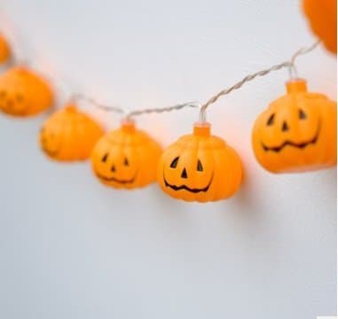 Halloween Pumpkin String Lights 5Ft 10LED Lantern Lights Terror Led Nightlight for Trick or Treat Party Harvest Fall Thanksgiving Covered Outdoor Decor (Warm White/Orange)