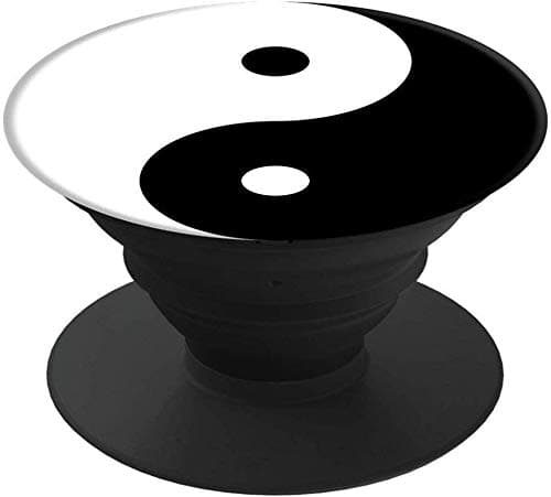 [2 Pack] Expandable Multi-Function Stand for All Android Phones, iPads and Tablets - Akiko Rick and Morty (Black White Yin-g Yang)