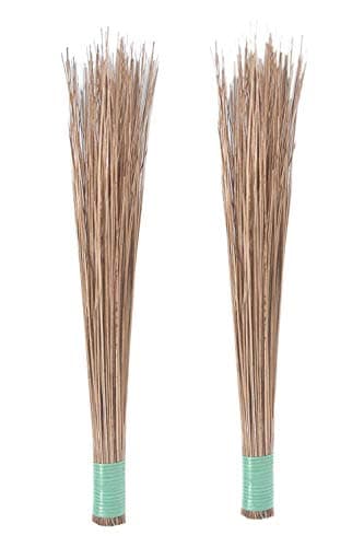 Natural Coconut Leaf Grass Broom Stick For Floor Cleaning, Bathroom Cleaning & Wet Floor (Teela/Nariyal Jhadu) - Quantity 2