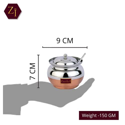 Stainless Steel Ghee Pot || Copper Bottom Ghee Dani Butter Container || Multipurpose Oil Container - 400 ml
