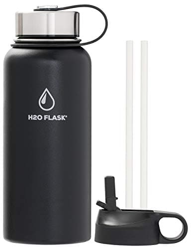 SilverOnyx Insulated Water Bottle with Straw and Wide Mouth Lid (32oz 40oz) - Keeps Liquids Hot or Cold - Vacuum-Insulated Stainless Steel Waterbottle with Modern Double Wall H20 Flask