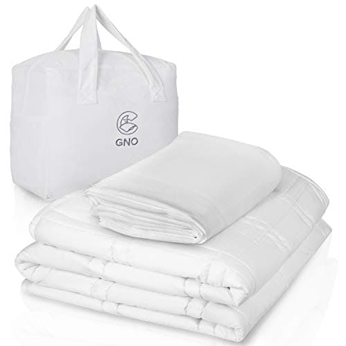 GNO Premium Adult Weighted Blanket & Removable Bamboo Cover - (15 Lbs - 60''x80'' Queen Size) - 100% Oeko Tex Certified Cooling Cotton & Glass Beads - Organic Heavy Blanket - Designed in USA - White