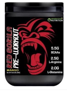 ISOSCOOP NUTRITION red gorila pre workout muscle mass gainer gainerh high protein mango 350g BCAA (350 g, mango)