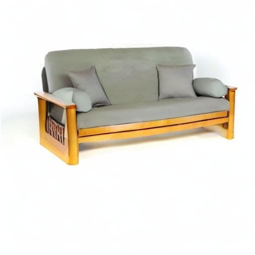 Royal Heritage Home 100% Cotton Full Size Futon Cover - Smoke - Washable Zippered Sofa Furniture Bed Mattress Covers - Armless Couch Zipper Slipcover Protector/Encasement