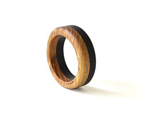 Wood Band, Men Wedding Band, Acacia wood Ring, Wooden Wedding Jewelry, Natural Jewelry, Gift for Her, Wood Ring, Black & White Ring