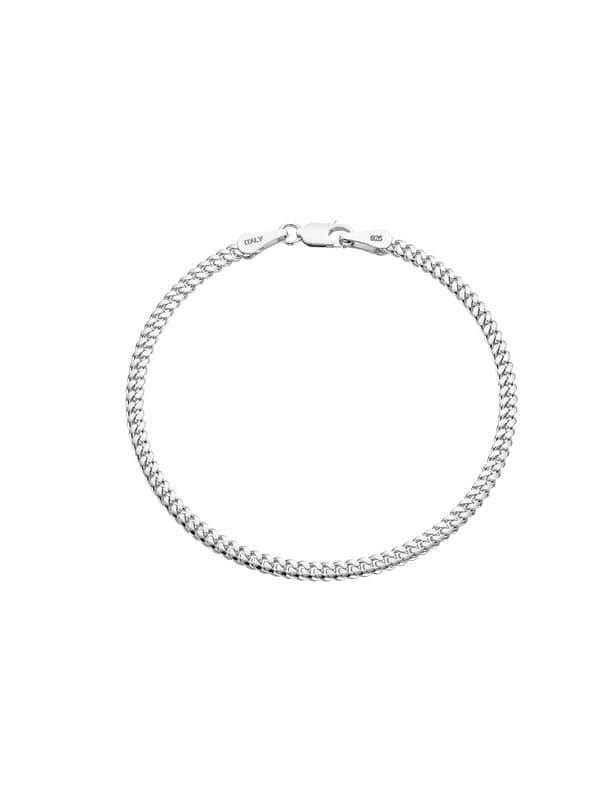 925 Sterling Silver Cuban Link Chain Bracelet 3mm 5mm 8mm Silver Bracelet for Men Women 6.5-9 Inches