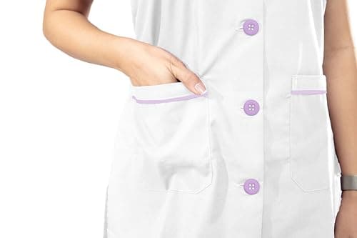 UNIFORM CRAFT Female Nurse Uniform | Hospital Staff, clinics, Home Health, Nurse Uniforms for Women made of Polyester-Cotton (White & Lavendar, XL)
