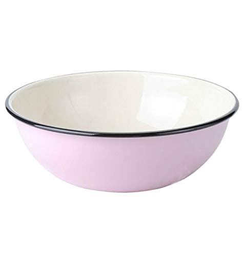 Purple Rose Enamelware Round Serving - Soup - Salad Bowl, Classic Tableware Enamel Basin (4.2-qt. (4 L))