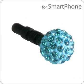 Plug Apli Crystal Ball Earphone Jack Accessory with Swarovski Crystal (Blue)