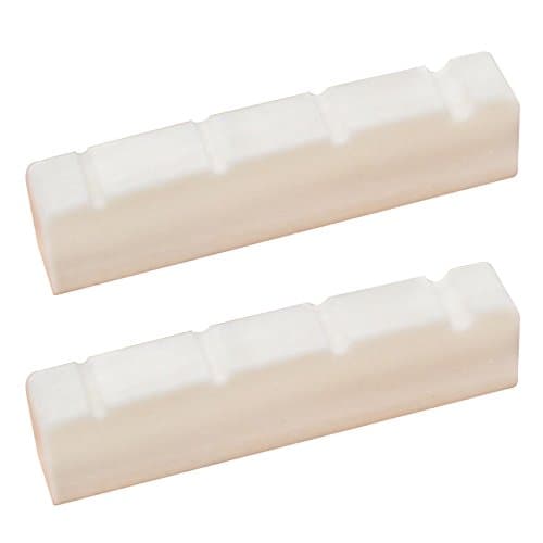 Bone Bass Nut,2 Pcs 4 String Nuts for Bass Guitar Replacement(Size:38 X 6 X 9/8.3mm)