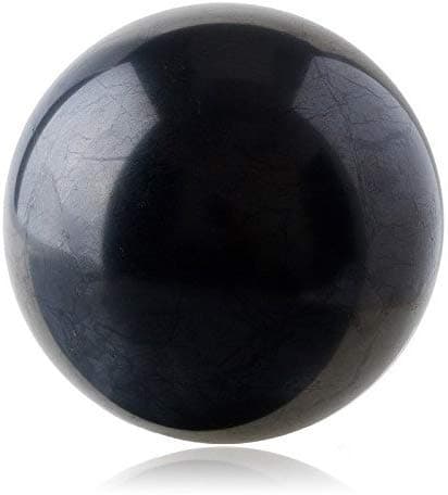 Shungite Club Shungite Sphere Polished Ball Healing Stone from Karelia (40 mm) Black Crystal Home Decor, Meditation
