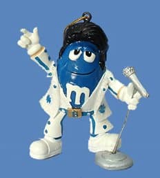 Kurt Adler Blue M&M Iconic Elvis Presley Dressed in White Jumpsuit Christmas Ornament 3"
