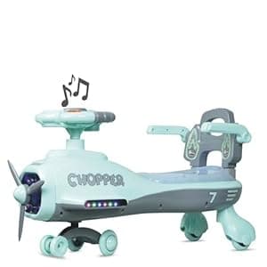 Ride-On Swing Car Chopper for Kids with Music & Horn Steering Light with Back Support seat, Safety Arms, 1 to 4 Year (Chopper, Black & White)