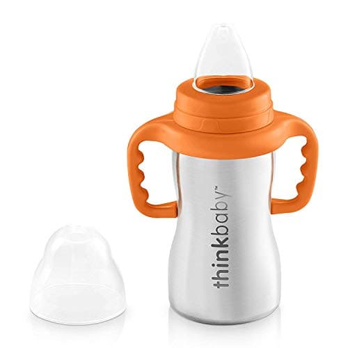 Thinkbaby Stainless Steel Sippy Cup, Orange (9 ounce)