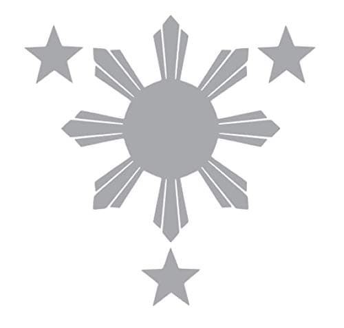 Philippines Flag 1 Sun and 3 Stars Vinyl Sticker Decals (Pack of 2) for Car Bumper Window Laptop Tablet Phone (3" x 3", Silver)