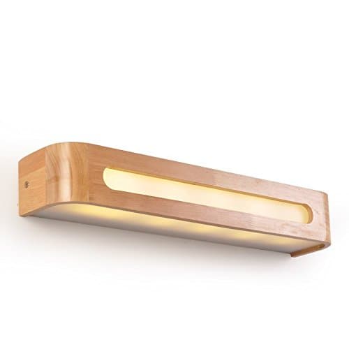 Stazsx Simple Nordic Staircase Aisle Solid Wood Wall lamp Bedroom Bedside lamp LED Bathroom Mirror Front lamp Wood Lamps,A-6W-two-color light-30cm