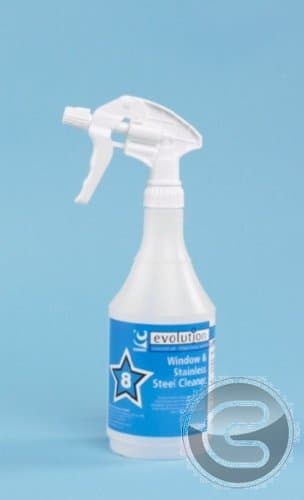 Cleenol EVF8 Evolution Empty Refill Flask for Window and Stainless Steel Cleaner, 750 mL, Pack of 6