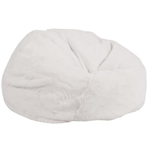 Delacora FF-DG-BEAN-LARGE-FUR-GG Oversized Teen Faux Fur Bean Bag Chair, White