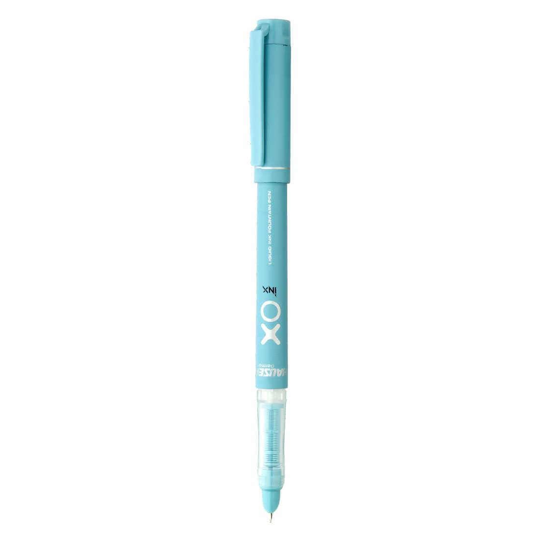 Hauser Germany Inx XO Liquid Ink Fountain Pen Blister Pack | Smooth Round Nib With Iridium Tip | Free 4 Pieces X-Large Jumbo Cartridges | Unique Liquid Ink Sysyem | Blue Ink, Pack Of 1