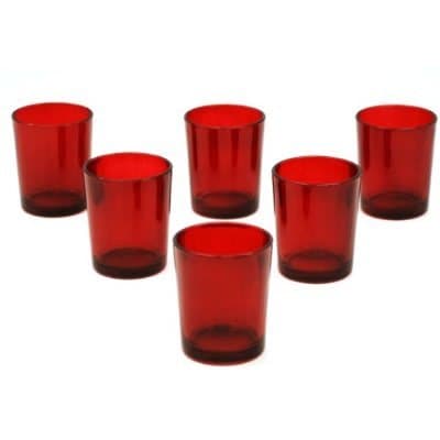 Red Glass Votive Candle Holders (Set of 12)