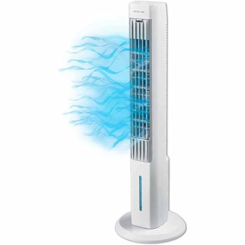 Arctic Air Tower+ Indoor Evaporative Cooler with Oscillating and Quiet Fan Function, Auto-Off Timer, 4 Fan Speeds, LED Night Light, 16-Hour Cooling, Fan for Bedroom, Living Room, Office & More,White