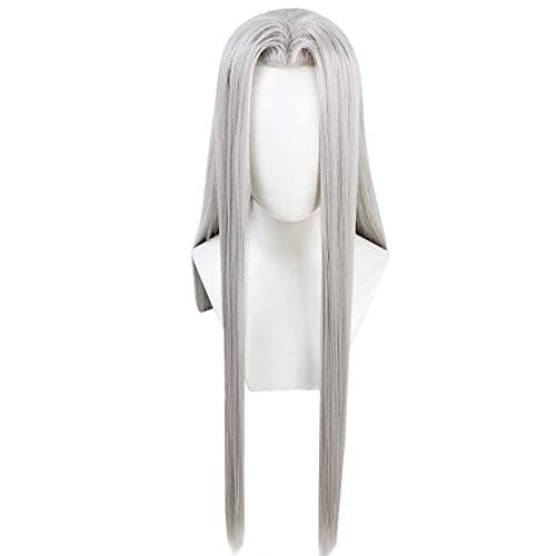 39 Inch Long Silver Gray Cosplay Wig for Halloween Party