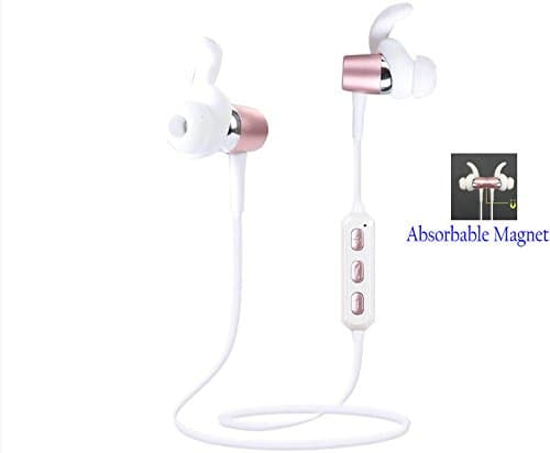 Bluetooth 4.1 Wireless Sport Magnetic Earphones High Quality Stereo Headset in ear Handsfree Headphones Earphones With Mic For iPhone iPad Samsung Huawei HTC and other smart phones, Tablets(Gold)