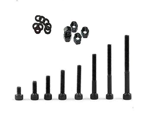 M3 Allen Cap Screw Set of 8 Size (6mm, 8mm, 10mm, 12mm, 15mm, 20mm, 25mm, 30mm) Each 10 Pcs, With 80 pcs Nut & 80 Pcs Washer, Pack Of 240 Pcs