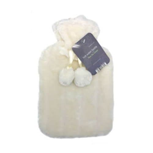 Thermotherapy Large Hot Water Bottle & Gorgeous Faux Fur Soft Fleecy Cover Ivory by Super Utensil Ltd