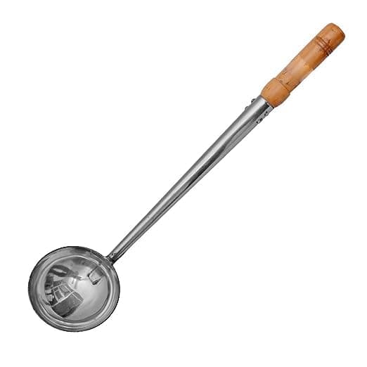 Kitchen Trust® Stainless Steel Big Size Laddle, Dabbu, Chamcha with Wooden Handle Perfect for Any Restaurant Made of Premium Stainless Steel Material 1 pcs