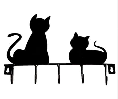 Key Holder for wall Black Cats Key Hook Jewel Hook 5 hooks Cute Cat