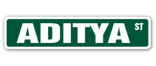 ADITYA Street Sign Childrens Name Room Sign | Indoor/Outdoor | 24" Wide Plastic Sign