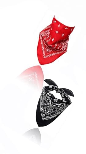 Sweet seven 2PCS Paisley Bandanas - Pirate Head Scarf for Men and Women - Versatile Polyester-Cotton Headscarves for Parties and Cowboy Style