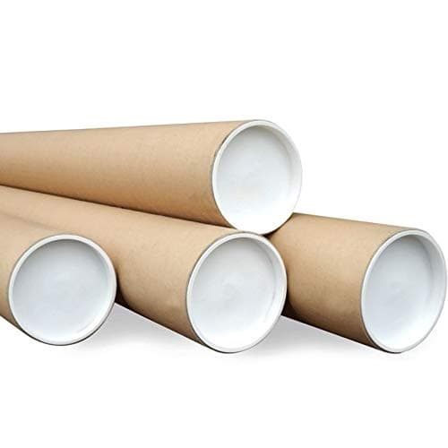Cardboard Postal Tubes + Plastic End Caps Strong A1 625MM X 76mm Diameter - (100 Tubes)
